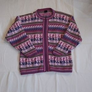 Alpaca zip up sweater. Pink and purple. Beautiful